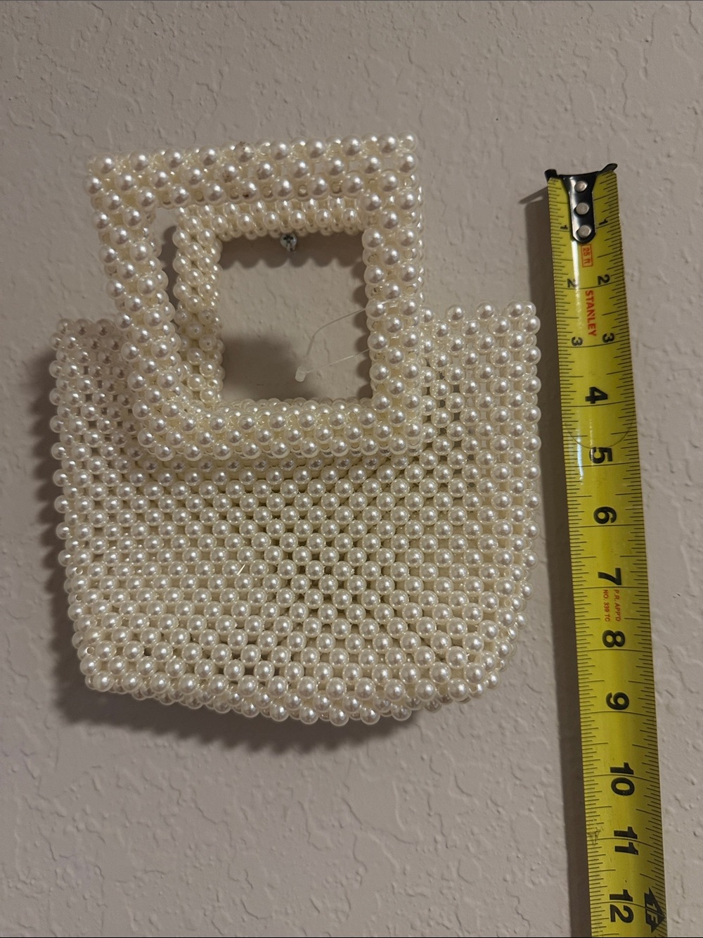 Pearl‎ Beaded Square Handle Tote - Cream - Picture 4 of 6